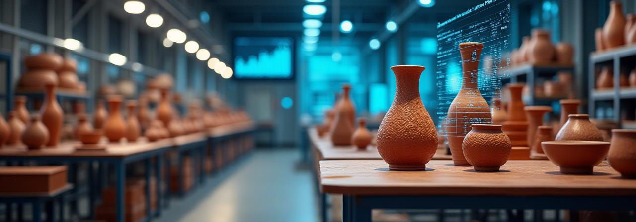 Ceramic manufacturing facility with data overlay